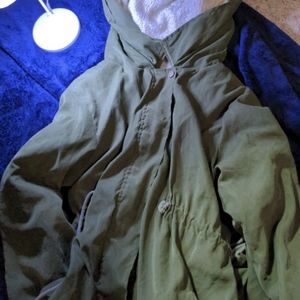 Dark green faux fur coat